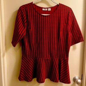 Peplum houndstooth top